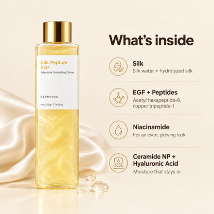 What's inside: silk, EGF and peptides, niacinamide, ceramide NP and hyaluronic acid